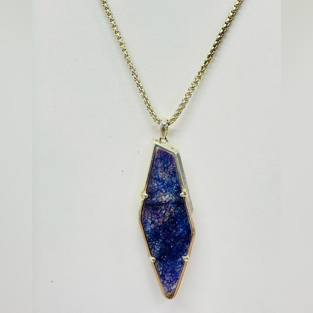 Kendra Scott Beatrice Gold Tone Purple Crackle Stone Necklace